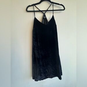 Madewell black velvet spaghetti strap dress